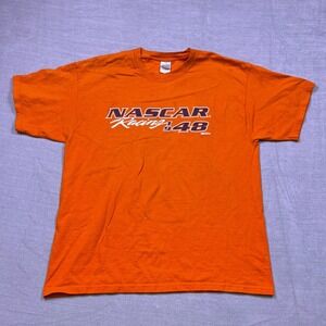Mens XL Orange Gildan Ultra Cotton NASCAR Racing 48 T Shirt Short Sleeve